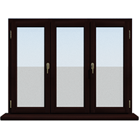 Трехстворчатое деревянное окно из лиственницы Модель 093 Палисандр